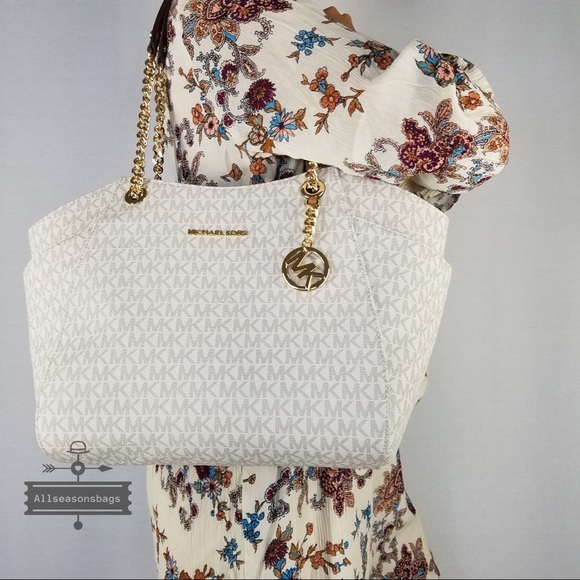 Michael Kors Vanilla Large chain tote Jet set bag - Picture 3 of 8